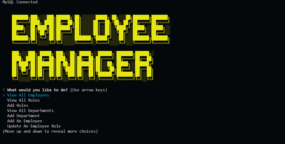 a screenshot from my employee manager project