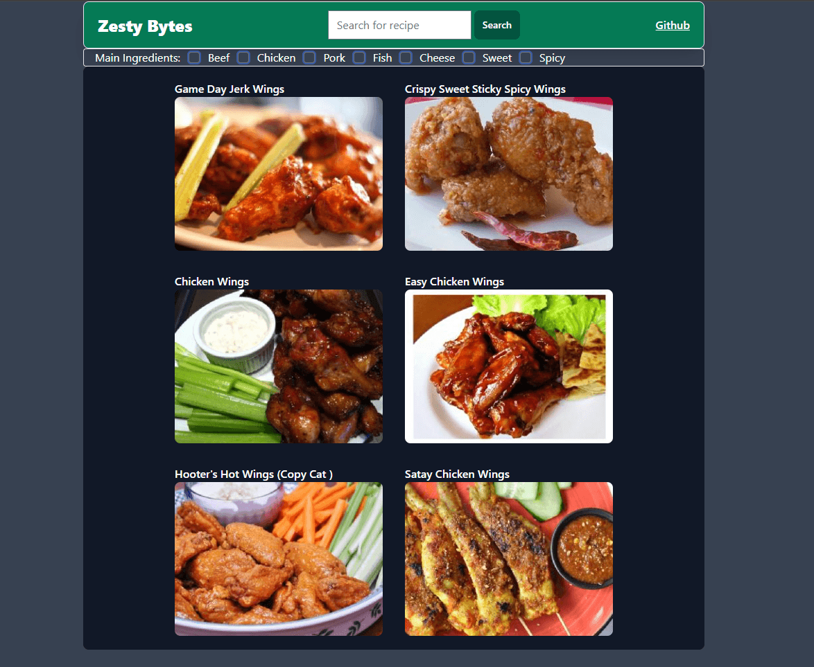 a screenshot of the zestybytes homescreen